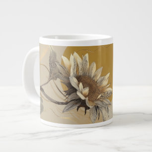 Neutrale minimalistische Sonnenblumenumrandung Jumbo-Tasse