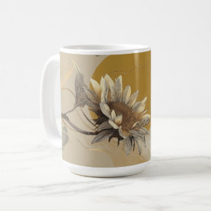 Neutrale minimalistische Sonnenblumenumrandung Kaffeetasse