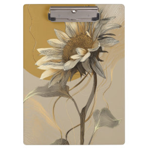 Neutrale minimalistische Sonnenblumenumrandung Klemmbrett