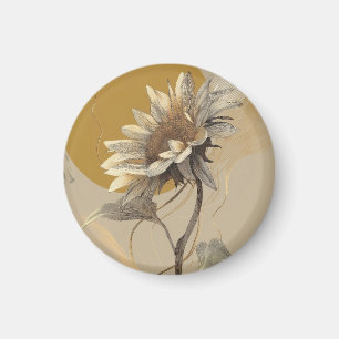 Neutrale minimalistische Sonnenblumenumrandung Magnet