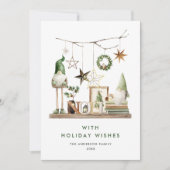 Neutrale Minimalistische Weihnachtskomposition Feiertagskarte (Vorderseite)