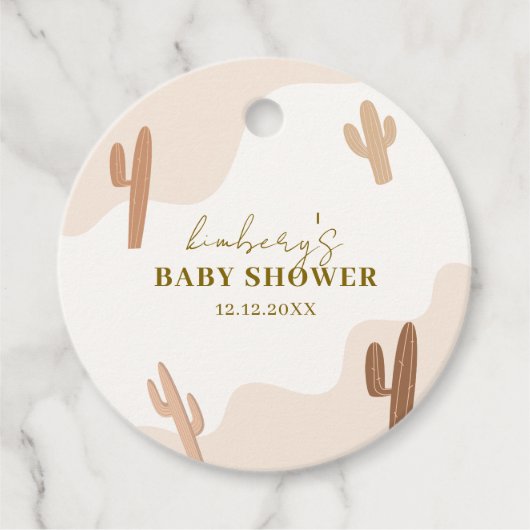 Neutrale moderne Babydusche Boho Cactus Geschenkanhänger (Vorderseite)