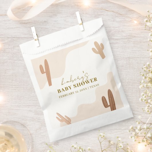 Neutrale moderne Babydusche Boho Cactus Geschenktütchen (Ausgeschnitten)