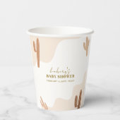 Neutrale moderne Babydusche Boho Cactus Pappbecher (Rückseite)