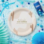 Neutrale moderne Babydusche Boho Cactus Pappteller (Party)