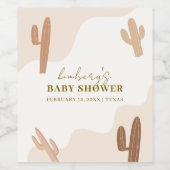 Neutrale moderne Babydusche Boho Cactus Weinetikett (Einzelnes Label)