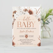 Neutrale moderne Babydusche Boho Einladung (Stehend Vorderseite)
