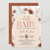 Neutrale moderne Babydusche Boho Einladung (Vorne/Hinten)