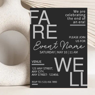 Neutrale moderne graue Abschieds-Einladung Save The Date