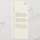 Neutrale moderne Minimalistische Hochzeit Menükarte (Rückseite)