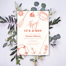 Neutrale moderne Nautical Fishing Boy Baby Shower