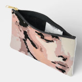 Neutrale moderne Porträts Pixel Art Zubehörtasche (Offen)