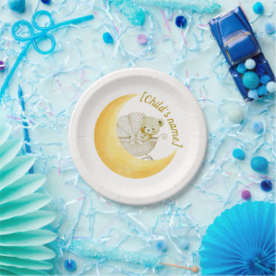 Neutrale Mond-Baby-Party Editable Pappteller