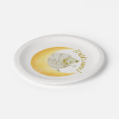 Neutrale Mond-Baby-Party Editable Pappteller (Schrägansicht)