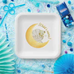 Neutrale Mond-Baby-Party zum Bearbeiten Pappteller
