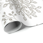 Neutrale monochrome graue Vintage Blume Geschenkpapier (Rolleneckpunkt)