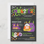 Neutrale Monster Typografie Halloween Kinderdusche Einladung (Vorderseite)