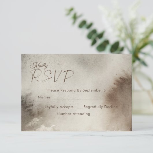 Neutrale Moody RSVP-Karte Ethereal Wasserfarbe RSVP Karte (Stehend Vorderseite)