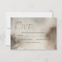 Neutrale Moody RSVP-Karte Ethereal Wasserfarbe