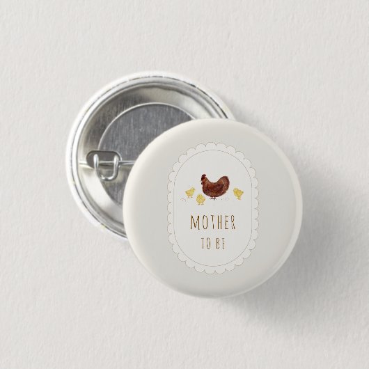 Neutrale Mutter-wird-Boho-Farm-Huhn-Baby-Party Button (Vorne & Hinten)
