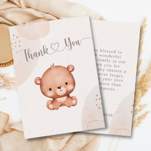 Neutrale Niedlich Bear Watercolor Babydusche Mitteilungskarte