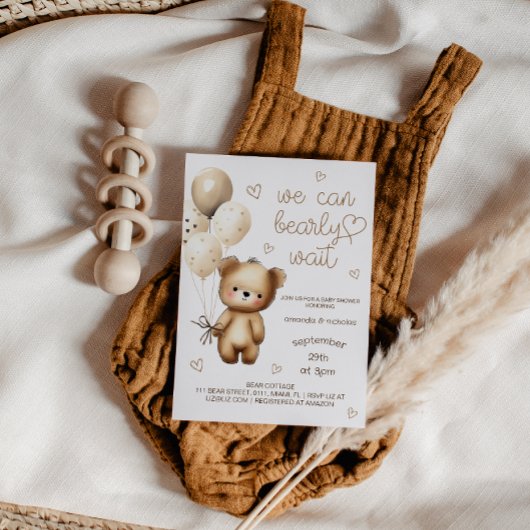 Neutrale niedliche Bärendusche Einladung