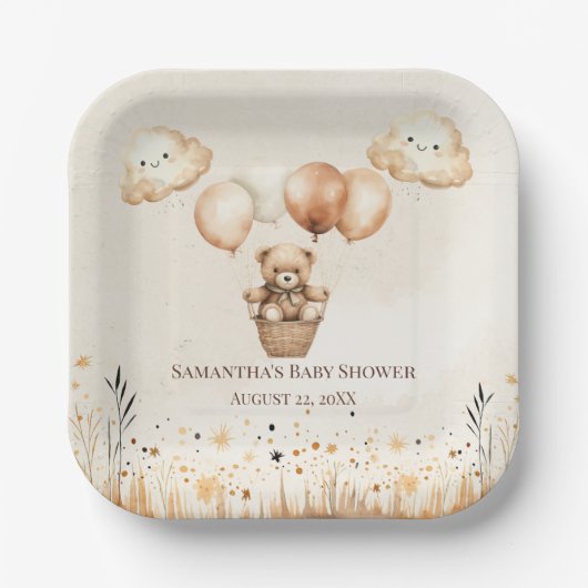 Neutrale niedliche Bärendusche Pappteller (Vorderseite)