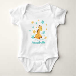 Neutrale Niedliche Giraffe & Stars Baby Monogramm Baby Strampler