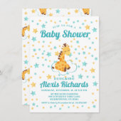 Neutrale Niedliche Giraffe & Stars Kinderdusche Einladung (Vorne/Hinten)