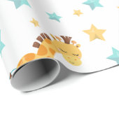 Neutrale Niedliche Giraffe & Stars Kinderdusche Geschenkpapier (Rolleneckpunkt)