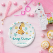 Neutrale Niedliche Giraffe & Stars Kinderdusche Pappteller (Party)
