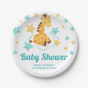 Neutrale Niedliche Giraffe & Stars Kinderdusche Pappteller