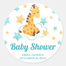 Neutrale Niedliche Giraffe & Stars Kinderdusche Runder Aufkleber