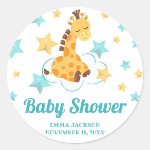 Neutrale Niedliche Giraffe & Stars Kinderdusche Runder Aufkleber