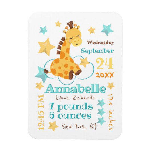 Neutrale Niedliche Giraffe-Sterne für Jungtiere Magnet (Vertikal)