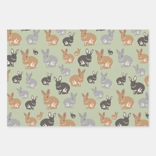Neutrale niedliche Kaninchenfarben Geschenkpapier Set (Vorderseite 2)