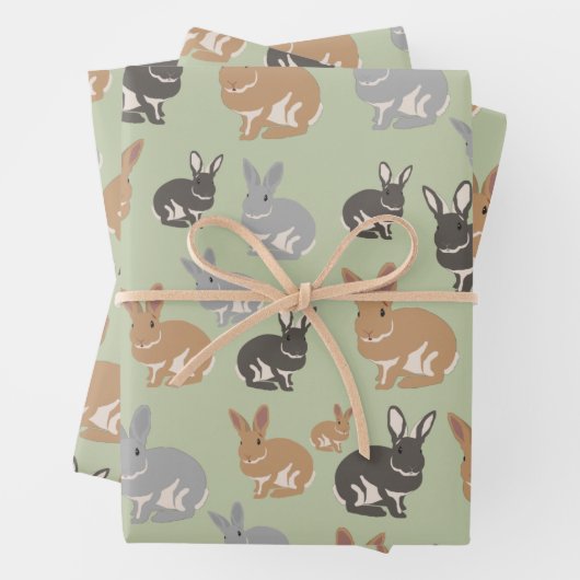 Neutrale niedliche Kaninchenfarben Geschenkpapier Set (Beispiel)