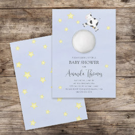 Neutrale Niedliche Kuh sprang über den Mond Einladung