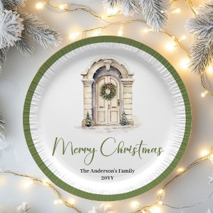 Neutrale nordische Weihnachts-Schrift personalisie Pappteller
