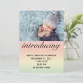 Neutrale Ombre Rainbow Baby Birth Ankündigung (Stehend Vorderseite)