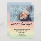 Neutrale Ombre Rainbow Baby Birth Ankündigung (Vorne/Hinten)