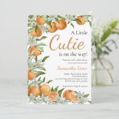 Neutrale Orange Citrus Baby Dusche Einladung (Stehend Vorderseite)