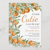 Neutrale Orange Citrus Baby Dusche Einladung (Vorne/Hinten)