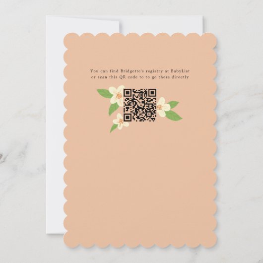 Neutrale Orangen Süsse Babydusche Einladung (Rückseite)