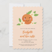 Neutrale Orangen Süsse Babydusche Einladung (Vorderseite)