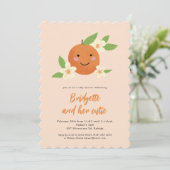 Neutrale Orangen Süsse Babydusche Einladung (Stehend Vorderseite)