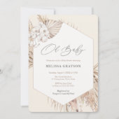 Neutrale Pampas Grass Baby Dusche Einladung (Vorderseite)