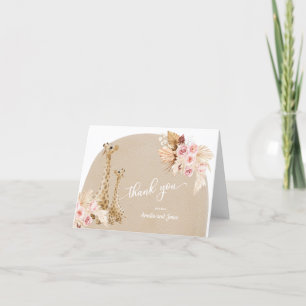 Neutrale Pampas Grass Giraffe Kinderdusche Dankeskarte