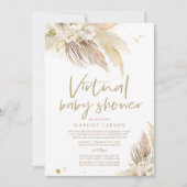 Neutrale Pampas Grass Virtual Baby Shower Einladung (Vorderseite)