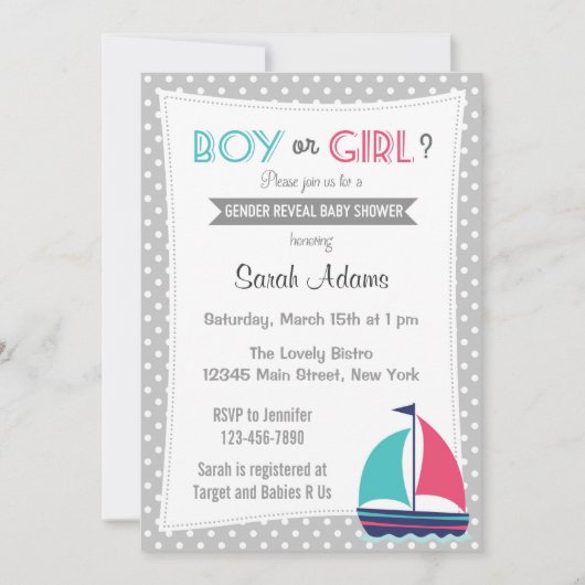 Neutrale Party Einladung der Nautik Gender Reveal (Vorderseite)